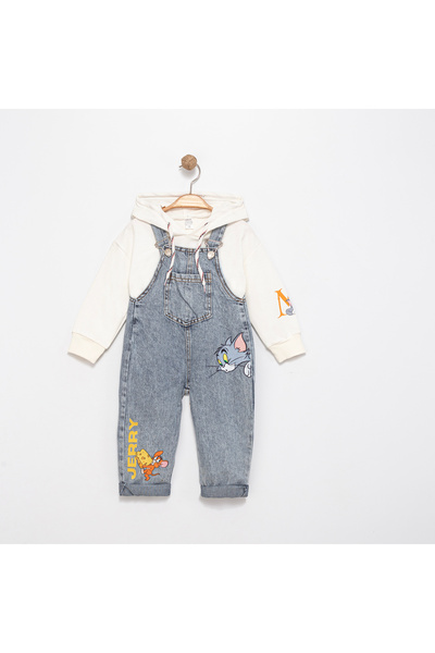 Mişsa Bebe Children's Jeans Salopet Loose Cut Denim 3-6 Years Old 2 Pieces