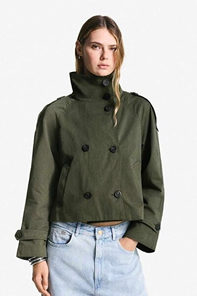 Moderk BSK HAKİ DİK YAKA KISA TRENÇKOT CEKET