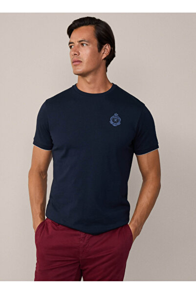 Hackett Bisiklet Yaka Koyu Lacivert Erkek T-Shirt HM500846