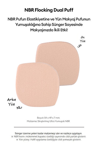 Missha Çift Taraflı Makyaj Süngeri NBR Flocking Dual Puff (2Adet)