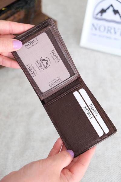 Norvi Leather محفظة من الجلد الطبيعي باللون البني 1128