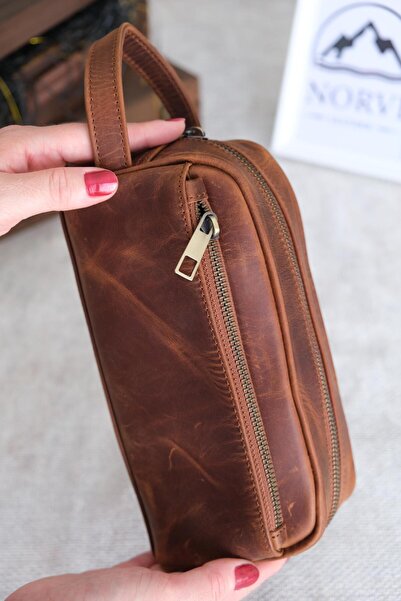 Norvi Leather حقيبة يد جلد طبيعي تان 1154