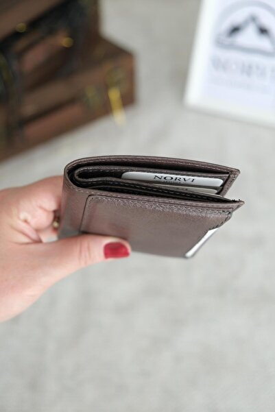Norvi Leather Genuine Leather Wallet Card Holder Dark Gray 1122