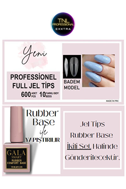 tnl professional Full Jel Tips Badem Model Içi Törpülü 600 Lü Ve Rubber Base ...
