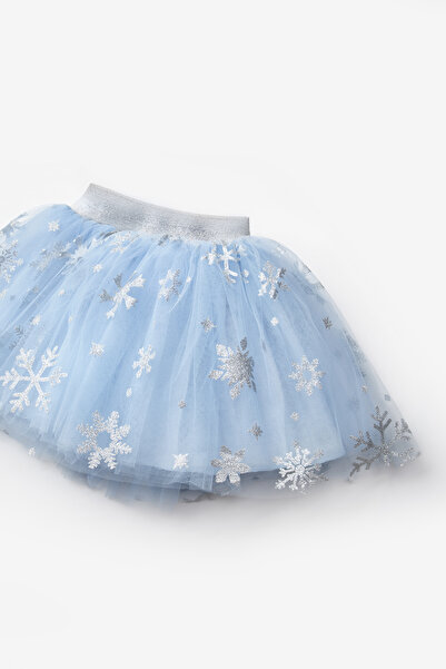 Le Mabelle Mavi Kar Tanesi Baskılı Kız Çocuk Tül Etek - Pauline