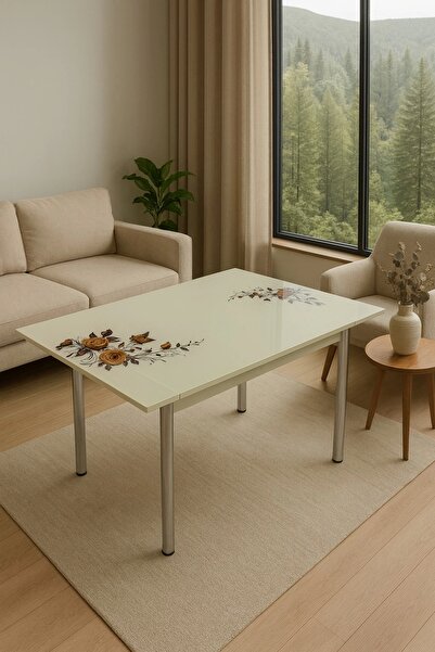 Evistro Yandan Açılır Büyüyen Cam Mutfak Masası 70x110-SADECE MASA FİYAT