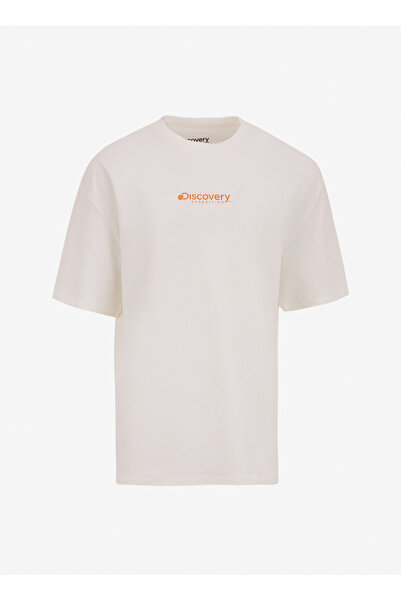 Discovery Expedition D5SM-TST3844 Ekru Bisiklet Yaka Relaxed Baskılı Erkek T-...