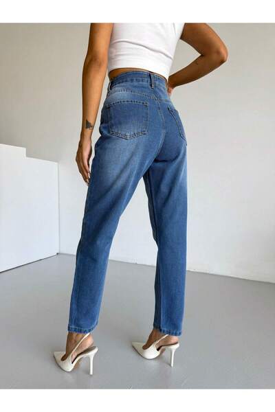 SHEVEGA ΓΥΝΑΙΚΕΙΟ ΜΠΛΕ ΠΑΝΤΕΛΟΝΙ ΜΟΜ ΤΖΙΝ ΜΕ ΑΠΟΛΕΤΑ ΚΑΙ ΨΗΛΗ ΜΕΓΕΘΥΝΤΙΚΗ ΖΩΝΗ