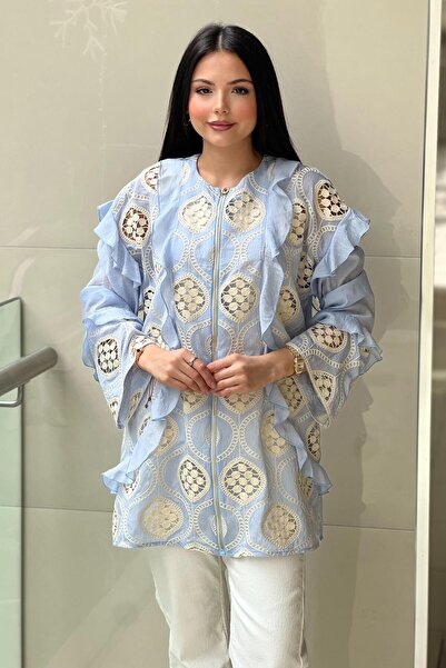 Ghisa Lace Ruffled Organza Cotton Cap