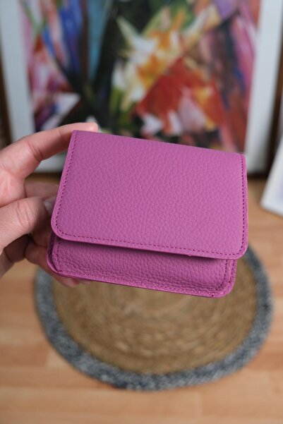 Norvi Leather Çok Bölmeli Hakiki Deri Kartlık Cüzdan Fuşya 1090