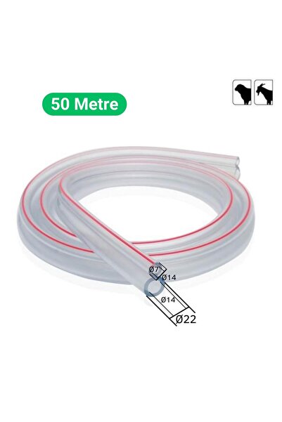 Melasty Küçükbaş Süt Sağma Makinesi Süt ve Nabız Hortumu (Şeffaf-Kırmızı Çizg...