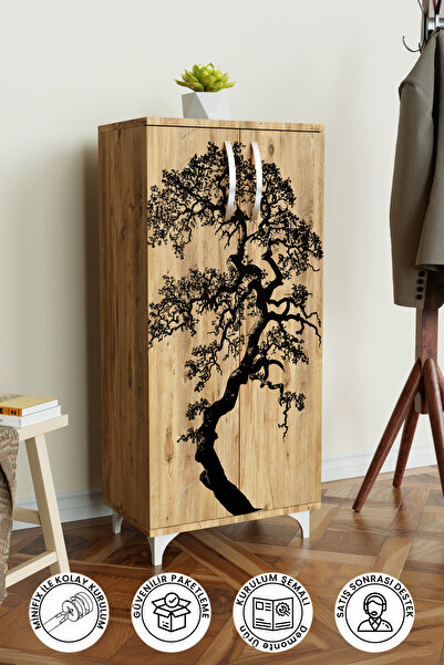 Hediyeler Kapında Orman İzi 3 Raflı Çok Amaçlı Dolap Mutfak Salon Banyo Ofis ...