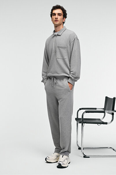 GRIMELANGE Clarence Men's 100% Cotton Drawcord Elastic Waist Back Pocket Ornamental Label Grimelange Sweatpants