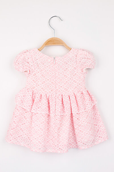 Le Mabelle Pembe Beli Fırfırlı Dantel Detaylı Kız Bebek Elbise - Elba