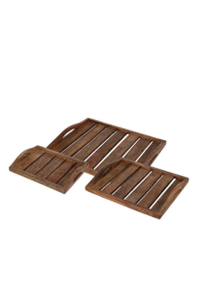 BOYNER EVDE Kahve Tepsi 3lu Kahve Ahsap 20cm