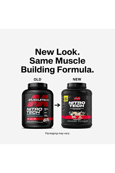 MUSCLETECH Nitro Tech Whey Protein, Cookies And Cream, 4 Lb, Enhance Muscle & Strength & Performance.