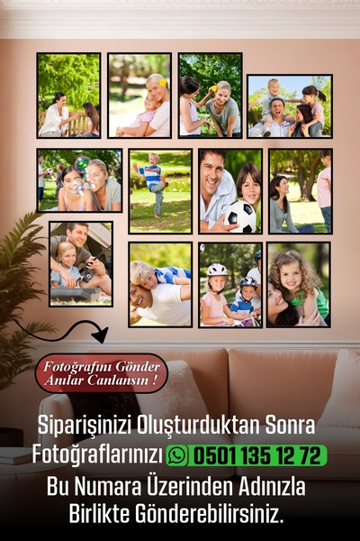 Tasarım Depom 12 Adet Kişiye Özel Resimli Çerçeve Görünümlü MDF Tablo Seti