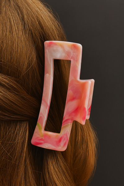 cityvision Ecru Marble Patterned 10 cm Bone Hair Clip – Stylish and Durable