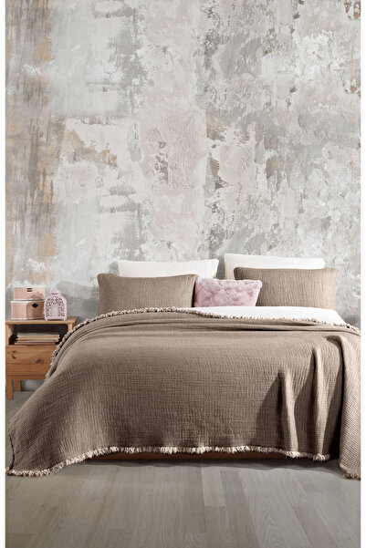 destinyhometex Brown 6 Layer Muslin Double 240X260 Quilt/2 Pieces 50X70Cm Pillow Case