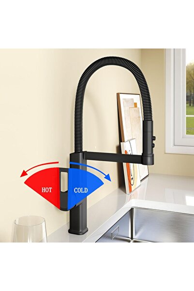 Sanlux Anthracite Grey Kitchen Faucet, 49 cm, With Pull-out Spray and 360° Rotation, VST55