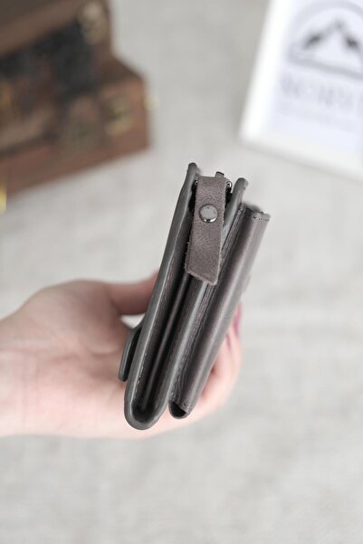 Norvi Leather Genuine Leather Zippered Wallet with Phone Compartment Gray 1163