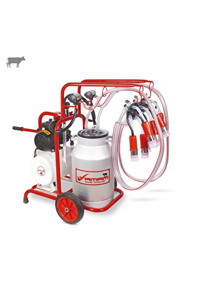 Melasty Tamam İkili İnek Süt Sağma Makinesi (Alüminyum Güğüm-Silikon) (Yağlı)