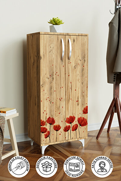 Hediyeler Kapında Red Anemone 3 Raflı Çok Amaçlı Dolap Mutfak Salon Banyo Ofi...