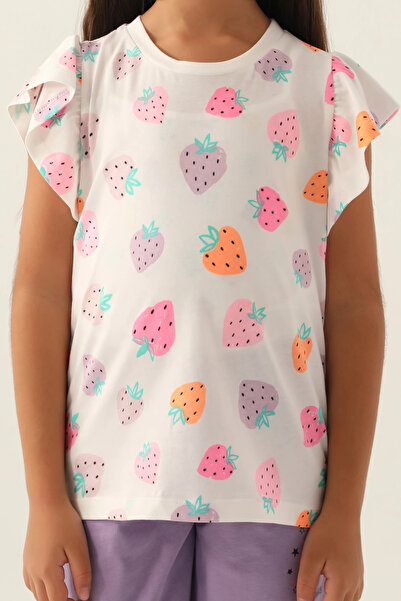 Rolypoly Strawberry Patterned, Purple, Girl, Capri Suit