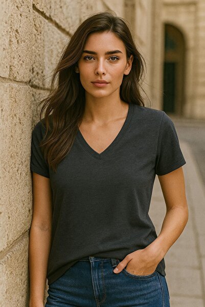 MARKAPIA WOMAN Tricou simplu cu mânecă scurtă, cu decolteu în V