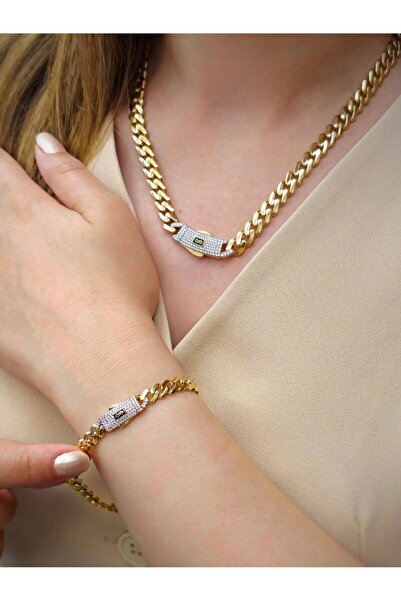 RUBYTAKI MONACO SERİSİ GURMET KOLYE BİLEKLİK SET 14K ALTIN KAPLAMA