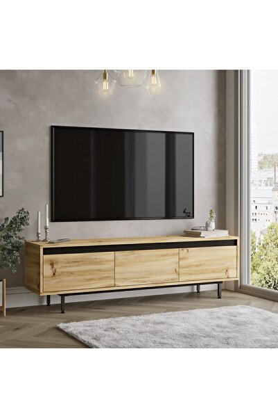 Yurupa Arya 160cm Tv Ünitesi TV Sehpası Metal Ayaklı Keçe-siyah ARY1-KL