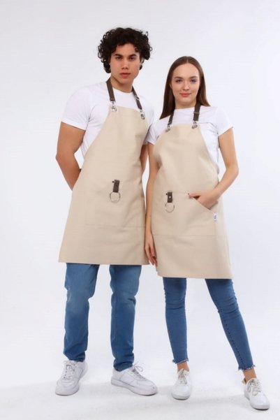 Monki Haus Cafe, Barista, Hairdresser, Bartender, Florist, Kitchen, Aprons, Stain Resistant, Men, Women, Beige Color