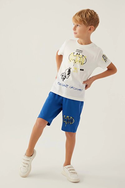 Batman Licensed L1700 Gotham T-Shirt and Shorts Bottoms Top Boy's Kit Turquoise