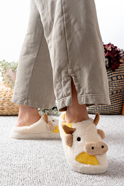 Slipcat Women's Ox Figured Silent Sole Plush House Slippers