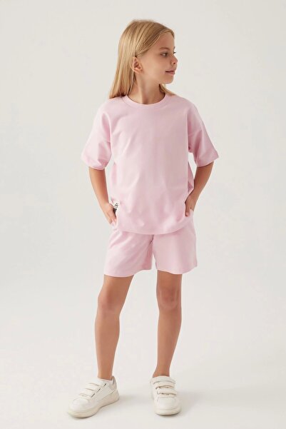 Rolypoly Girl's shorts set - powder pink