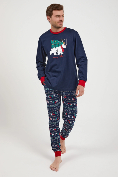 Arnetta Bear Lacivert Erkek Uzun Kol Pijama Takım