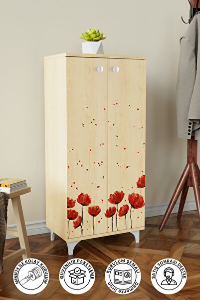 Hediyeler Kapında Red Anemone 3 Raflı Çok Amaçlı Dolap Mutfak Salon Banyo Ofi...
