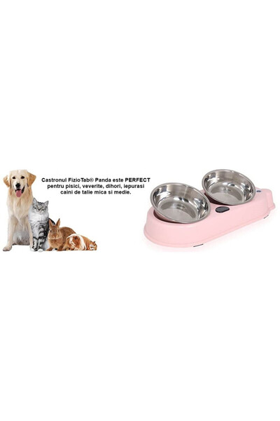 FizioTab FizioTab® Panda Feeding Bowl Set with 2 Stainless Steel Bowls and 2 Hygienic Bags, for Cats and Dogs