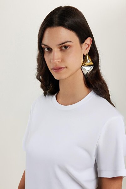 Tudors Γυναικείο μπλουζάκι Relax Fit Άνετο 100% βαμβακερό λαιμόκοψη λευκό μπλουζάκι