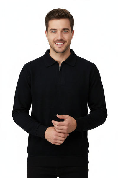 Oppland Pulover de iarnă pentru bărbați, țesut din bumbac, cu jumătate de fer...