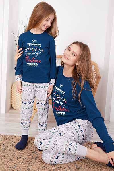 ROLY POLY My Favorite Color Is Northern Nights Lacivert Kadın Uzun Kol Pijama Takım