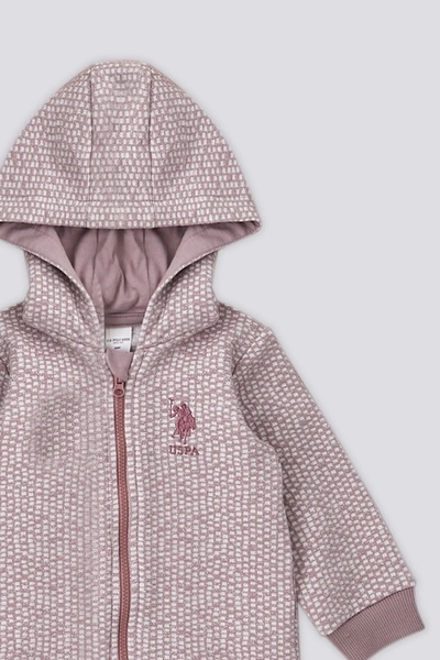 U.S. Polo Assn. BASE. Polo Assn Pink Printed Hooded Baby 3-Piece Set