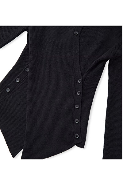 Store SİYAH ASİMETRİK DÜĞME DETAYLI YUMUŞAK TRİKO