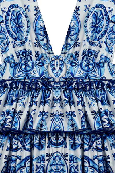 Nur Karaata Bellano Bleu Blanc Dress