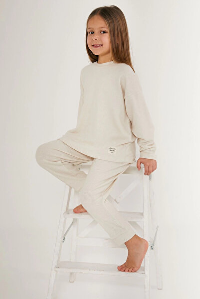Rolypoly Kız Çocuk Krem Uzun Kol Pijama Takım