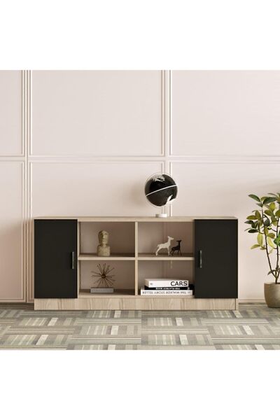 Yurupa Bega F Ofis Kapaklı Kitaplık Dolap 3 Renk Meşe Siyah BEG6-OB