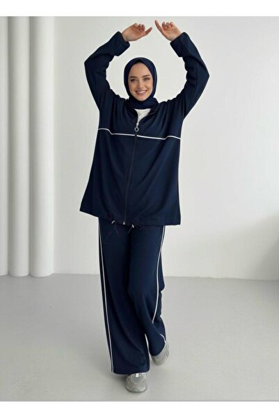 onlymoon طقم علوي وسفلي من القطن بنسبة 100% باللون الأزرق الداكن للنساء |   قالب مريح من الليكرا |   استخدام لمدة 4 مواسم |   أنيق ومريح