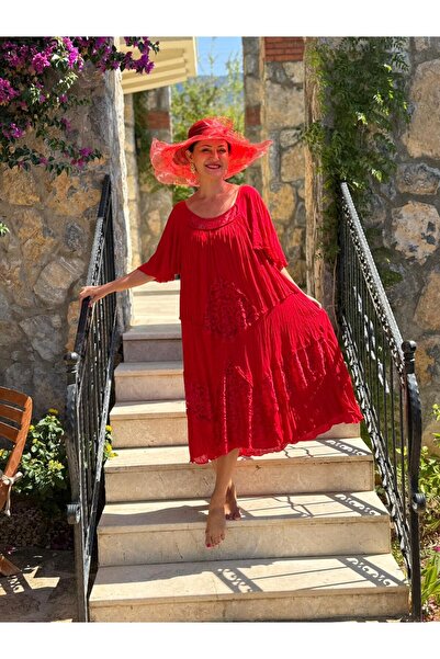 Punta Otantik VL5510 Marselina Vual Elbise Kırmızı