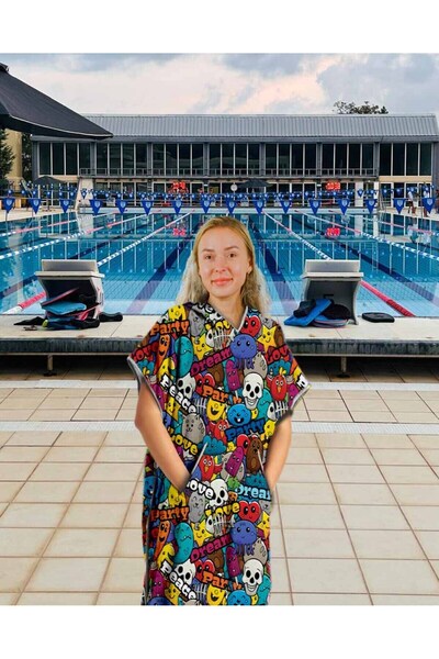 sporsuit Tude Unisex Yüzücü Antrenman Deniz Havuz Kapüşonlu Arena Yaz Ve Kış Şampiyonaları Için Panço Havlu