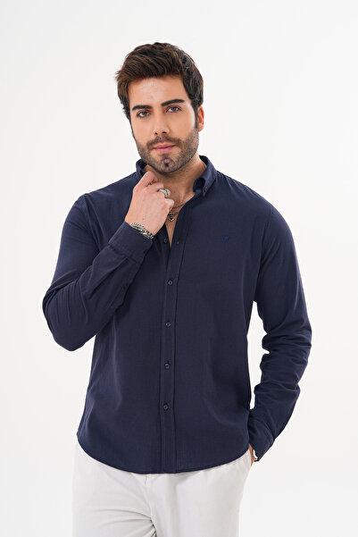 Catto Peak قميص رجالي عادي مطرز بنسبة 100% من القطن يسمح بمرور الهواء ويمتص ا...